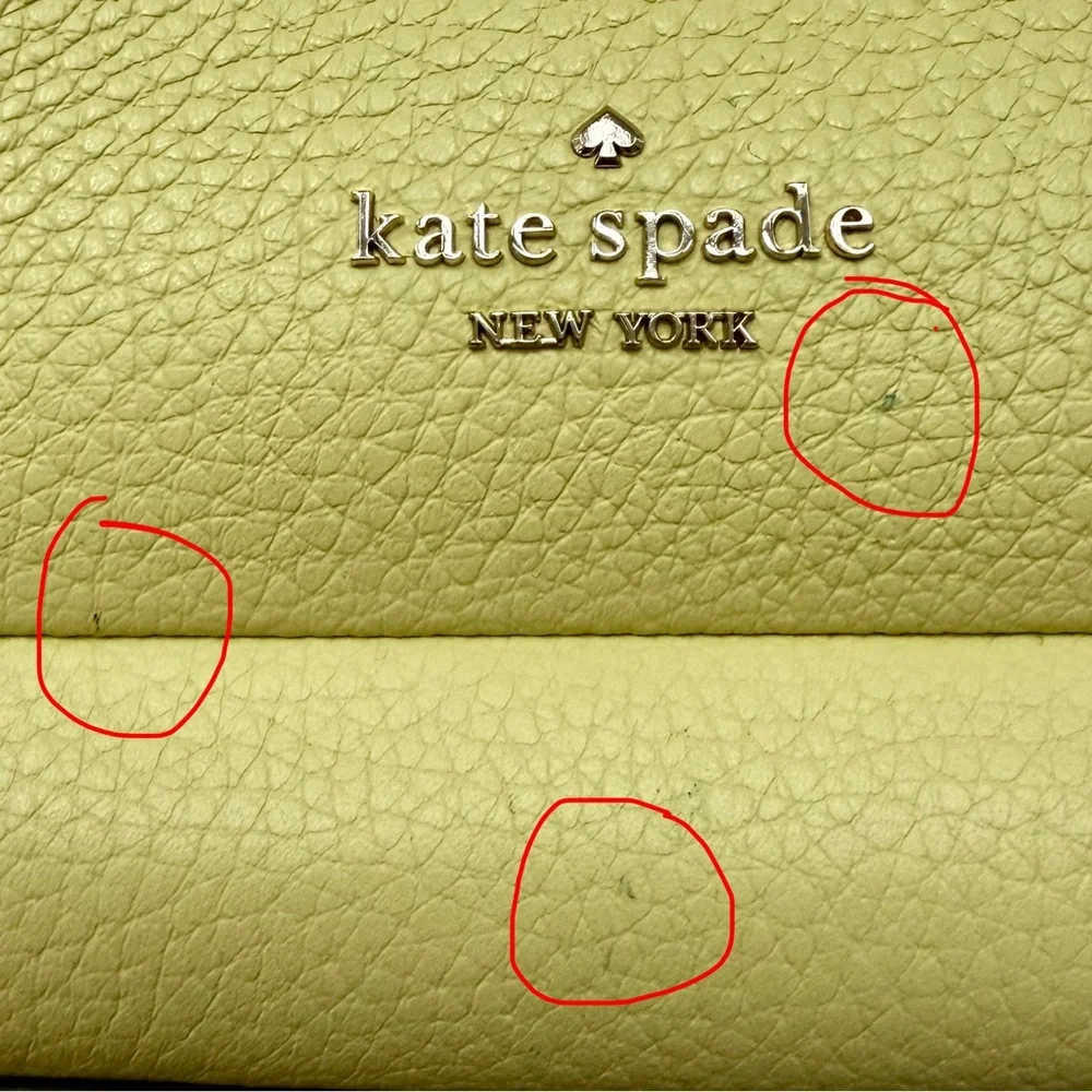 Kate Spade Leila Top Zip Crossbody Bag Frosty Lime Yellow Pebbled Leather Purse